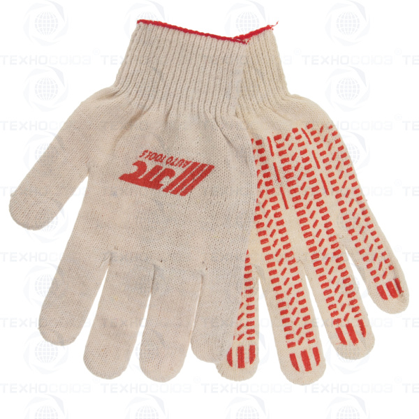 Перчатки х/б с ПВХ 10 класс белые (логотип JTC) 42г JTC